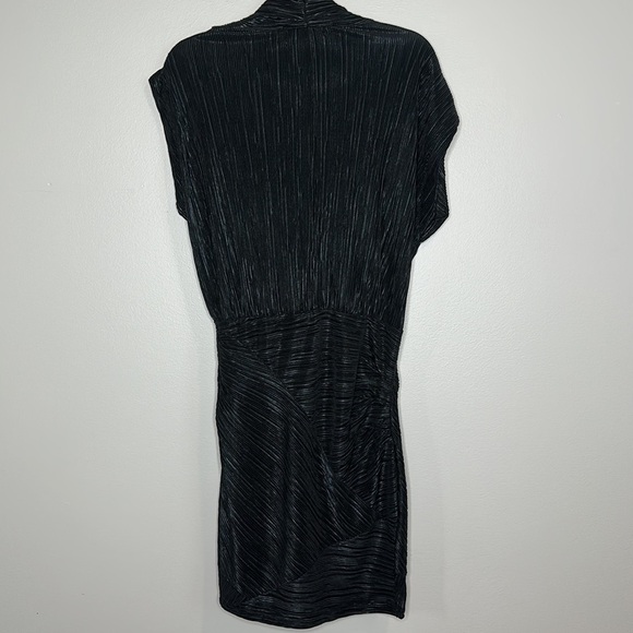 RACHEL ROY Black, Shiny, Crinkle-Pleat Sleeveless Sheath Dress | Size: Medium - Picture 6 of 7